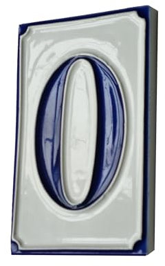 Piastrelle in ceramica dipinta a mano in stile italiano blu e bianco con numeri civici personalizzati 11 x 7 cm (numero 0)