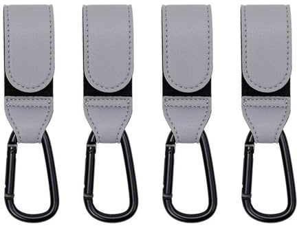AYNKH 4 clip per passeggino regolabili, colore grigio, ganci per carrozzina, resistenti clip per carrozzina, set universale per genitori, per passeggino, borsa per pannolini, carrello della spesa,