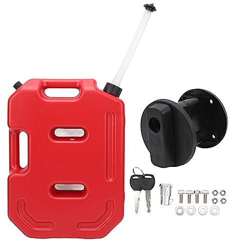 XTevu Lata de Gasolina, contenedor de Gasolina de 2,6 galones y 10 litros con Soporte, Adecuado para la mayoría de automóviles, Motocicletas, vehículos Todo Terreno, UTV, SUV (with Bracket)