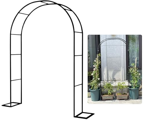 Pergolato in ferro per piante rampicanti da giardino ad arco per rose e uve, arco da giardino all'aperto (nero, 3 x 2,2 x 0,4 m)