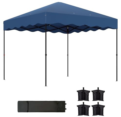 Outsunny Pavillon env.3x3m, imperméable, Stable et résistant à l'hiver Pop-up Pavillon Pliable avec Protection UV 50+, Tente de réception Pliable avec Sac à roulettes, Pavillon de Jardin pour Camping