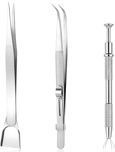 3 PCS Cake Decorating Tools Set, 4 Claws Pearl Grabber Claw Pen Piercing Ball Bead Holder Stainless Steel Cake Tweezer Alloy Sprinkles Tool Set for Cakes Cookie Cupcake Baking Decorating Supplies