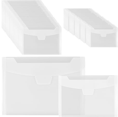 CHUENKUK 80 Stück Stempel Aufbewahrungstasche Set, 2 Größen Transparente Dokumententaschen, Dokumentenmappe Durchsichtig für Rechnungen, Büroorganisation, Archivierung, 24x18cm & 18x13cm
