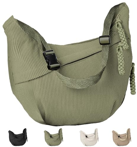 AUNGCSHE Umhängetasche Damen, Crossbody Bag Damen für Damen Herren, Verstellbarer Gurt Handtasche Damen, Moon Bag Geeignet für Arbeit, Reisen und Den Alltag(Grün)