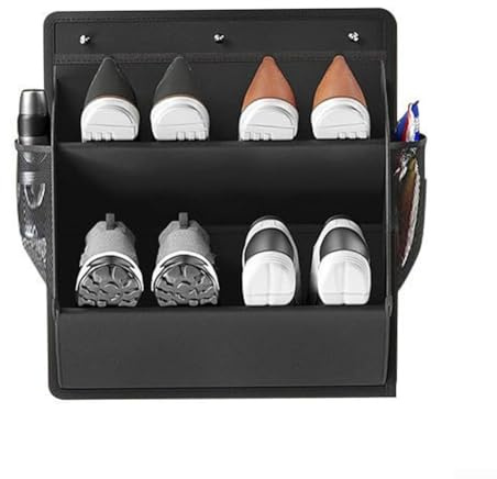 Schuh-Organizer mit mehreren tiefen Taschen für Wohnmobil, Camping, Wandhalterung, platzsparend, Oxford-Stoff, Hängeschrank-Organizer für engen Raum, Schwarz / Grau, 43 x 46,5 x 14,5 cm (schwarz)