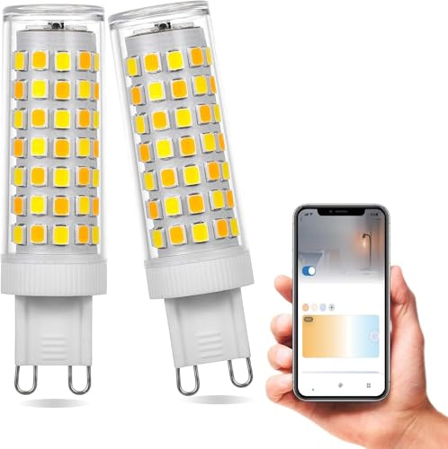 AEPOYU G9 LED Wi-Fi Glühbirne Dimmbar, Smart Warmweiß Natürliches Weiß, Kaltes Weiß LED Glühbirne, G9 7W Lampen äquivalent 40W Halogenglühbirne, 500LM AC220-240V Birnen 2er
