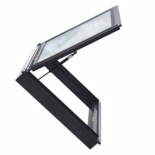 Skylight Fenêtre de toit – Fenêtre de sortie manuelle pour l'éclairage du jour et la ventilation – Housses en aluminium multi-angles pour grenier, véranda et sous-sol (55 x 45 cm)
