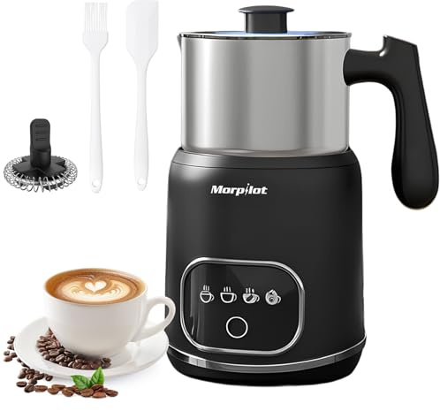 Morpilot Montalatte Elettrico, Milk Frother in Acciaio Inossidabile, 4 in 1 Funzione, Capacità 300ml Cappuccino o 600 ml Latte Caldo