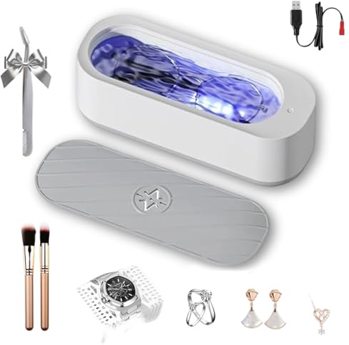 Hermhoffer Ultraschallreiniger, Opticlear Ultraschall Zur Reinigung Von Brillen Für Brillen Schmuck Uhren 360° Reinigung USB Betrieb Leise Kompakt Mit Timer (1pcs)