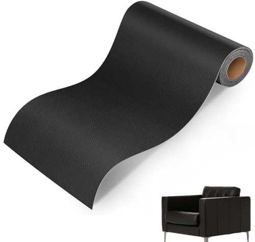 Polipiel Adhesivo, 30 x 200cm Parche Cuero, Parches para Polipiel, Polipiel Adhesiva, Cuero Adhesivo, Polipiel Adhesiva Piel para Tapizar para Sofá, Asiento de Coche, Muebles (Negro)