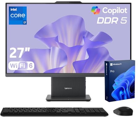 Lenovo IdeaCentre Business Computer All-in-One PC, 27 FHD 100Hz Display, Intel Core i7-13620H, 16GB DDR5, 2TB SSD, Wi-Fi 6, Windows 11 Pro with AI & Microsoft Copilot, Wireless KB & M, Grey