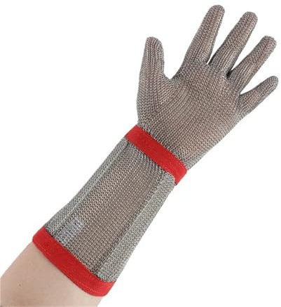 Gilet Anti-couteaux S de protection à anneau en acier inoxydable allongé, 1 pièce, 15 cm long, s polyvalents for la des mains lors découpe viande