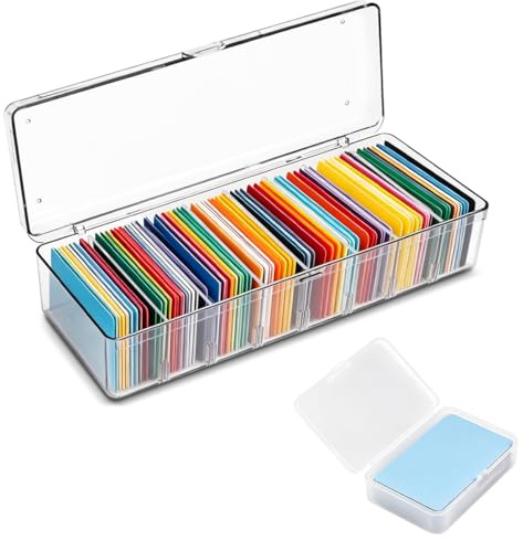 Boîte de Rangement pour Cartes, Rangement de Visite Séparateurs Amovibles | Plastique Boîte à Cartes , Organiseur Transparent, Contenir Environ 700 Cartes, Fiches de Notes,Bureau, Tiroir