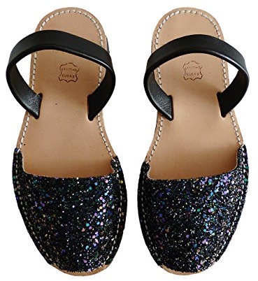 Avarcas menorquínas con Plataforma/cuña 2,5 cm, Abarcas, Albarcas, Sandalias (34, Glitter Lilas)