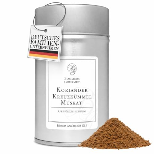 Boomers Gourmet - Gewürzmischung Kreuzkümmel Koriander Muskat I Cumin Koriander Muskatnuss ayurvedische Gewürzmischung - Gewürzdose - 100 g