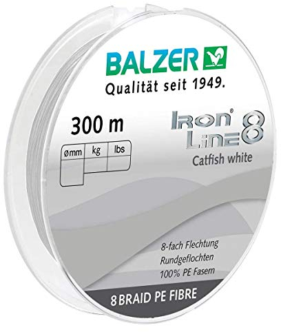 Balzer Iron Line 8 Catfish - 300m geflochtene Angelschnur, Farbe:Weiß, Durchmesser/Tragkraft:0.60mm / 75.5kg