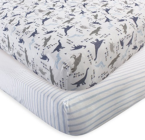 Touched by Nature Unisex Baby und Kleinkind Bio-Baumwolle Kinderbettlaken Dino, Einheitsgröße