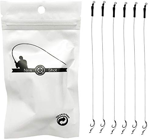 NEWSHOT Barbless Hair Rig Fishing Hooks - 6-Pack, Curved Hook Sizes 6, 8, 10 for Carp/Coarse Fishing with 12lb Braid