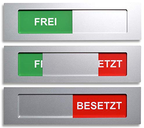 Frei - Besetzt Schild Modell L aus Aluminium - Mit Schieber - Schiebeschild - Frei Besetztschild zum Kleben - 13 cm x 3,5 cm x 4 mm - Starke 3M Klebefläche - Besprechungsraumschild