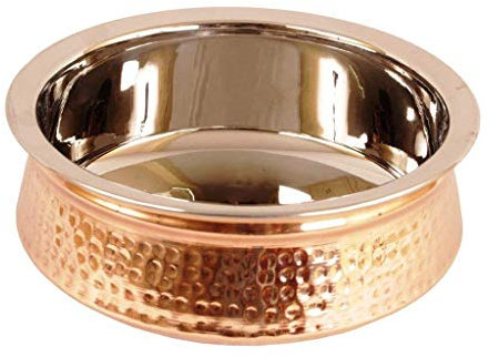 Steel Copper Set of Dish Serving Handi 300ml with 1 Kadhai Karahi Kadai