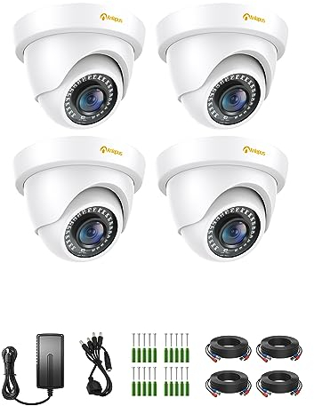 Anlapus 4pcs 1080P Cámara de Vigilancia Exterior Domo Cámara de Seguridad, 20M Visión Nocturna, para TVI DVR Kit de Videovigilancia