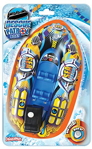 Rescue Patrol Boat - Ocean Sea from Deluxebase, Ocean Animal Bath Toys, Wind-Up Motor Floating Marine Toy Boat, Water Play Set and Interactive Bathtub Fun Gift for Kids Toys.