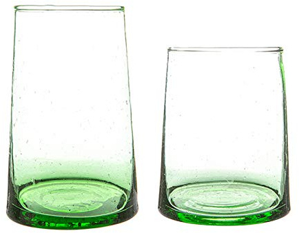 Nicola Spring 12 pièces Merzouga recyclé Verrerie - Marocaine Highball Verres à vin Whisky Gobelets - Vert