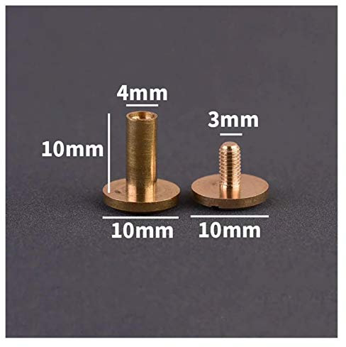 Blind riveds, 10pcs Solid Brass Binding Screws Nail, Stud Rivets for Photo Album Leather Craft Studs Belt Wallet Fasteners 10mm Cap (Size : 10mm x 10mm)