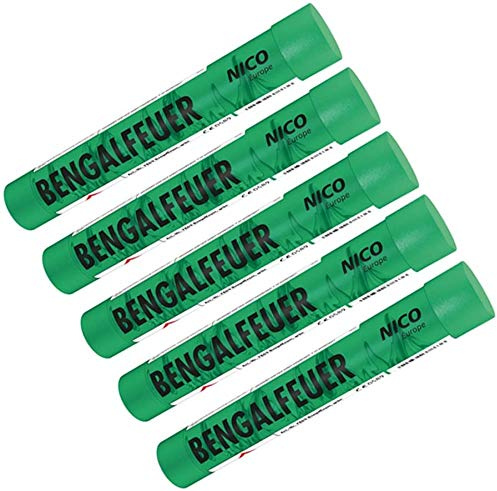 Bengalfeuer Grün 5 Stück Bengalfeuer Nico Bengalen Bengalo Feuerwerk (Grün, 5)