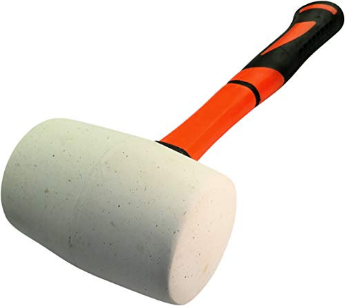 AERZETIX - Maglio/Mazza/Martello Testa in gomma Bianco - Manico Arancio in TPR - 290mm 445gr - Strumento per ceramica/Piastrelle - Falegname/Ebanista/Vetraio - C46075