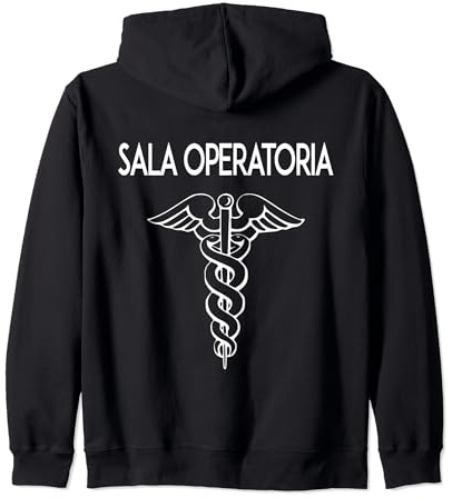 Missione Salute Felpa con Cappuccio per Personale Sanitario Unisex Adulto, Nero, S