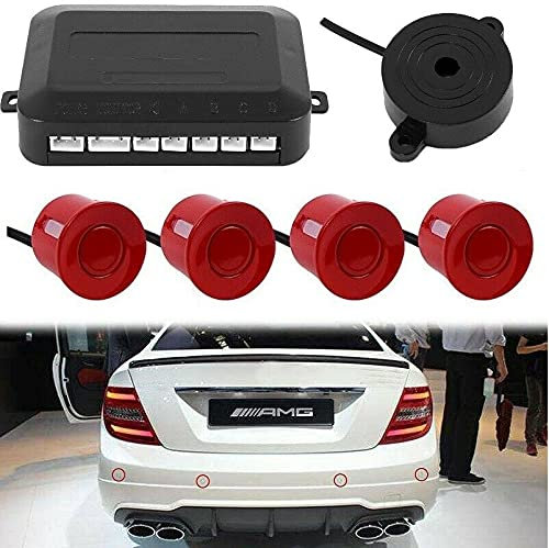 Multibao Parking Sensor Car Reversing Sensors Backup Radar System Buzzer Alarm with 4 Red Sensors - Red