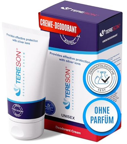 Tereson® Deo Creme | 40 ml | parfümfrei | Schutz für die Achseln | Silberionen-Deocreme für Damen und Herren | lang anhaltende Frische | hautfreundlich mit Allantoin & Panthenol