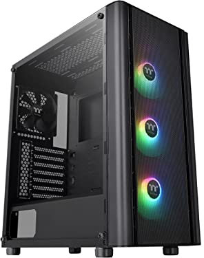 Thermaltake V250 TG ARGB Air – Panneau avant en maille ATX Châssis central avec 3 ventilateurs pré-installés M/B Sync ARGB et 1 ventilateur arrière noir CA-1Q5-00M1WN-03