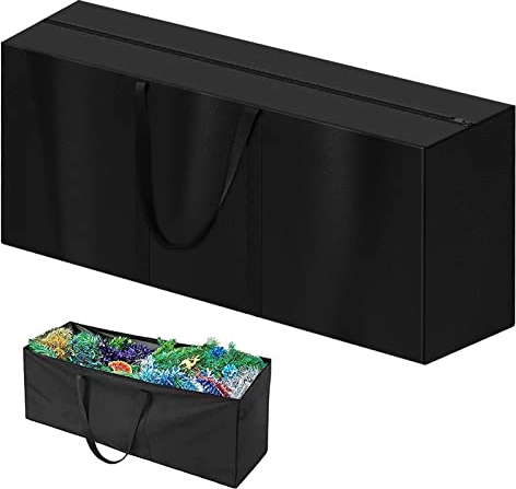 Aufbewahrungstasche Gartenauflagen - Wasserdicht Gartenpolster Auflagentasche Schutzhülle, UV-Beständiges, Oxford Gewebe mit Tragegriff Aufbewahrungstasche für Weihnachtsbaume Lagerung - Schwarz