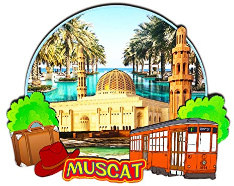 Kühlschrankmagnet, Motiv: Muscat Oman, 3D, klassische Holz-Kühlschrankmagnete, Wahrzeichen, handgefertigt, Handwerk, Reisen, Souvenir, Geschenk, Sammlung, Dekoration -1135