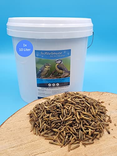 Futterbauer 10 L Soldatenfliegenlarven getrocknet, Premium Vogelfutter, Fischfutter, Futter für Reptilien und Nager, Proteinreiches Naturfutter wie Mehlwürmer