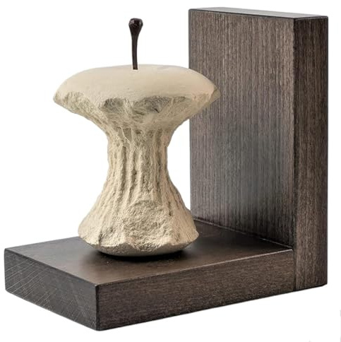 Progetto Arte. Buchstützen aus Apfel, Steinskulptur auf Holzbasis, handgefertigt. Handmade Product. Q027T