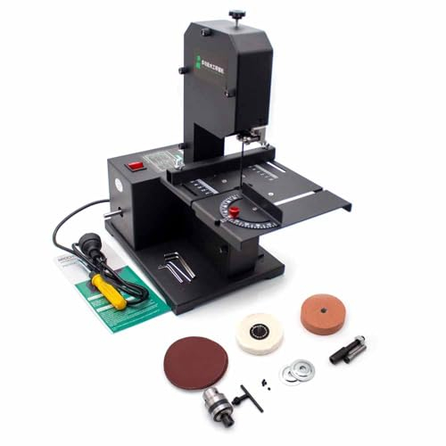 LeTkingok Scie à Ruban Multifonctionnelle 220V 800W, Scie Sauteuse de Bureau électrique de Type Vertical Machine de Sciage de Table Réglable 1750Tr/min