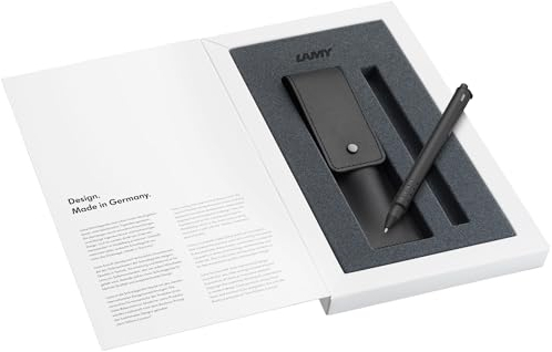Lamy swift Palladium Tintenroller Geschenk Set – Tintenroller mit flüssigem Schreibgefühl – Gehäuse aus Ganzmetall in Strichbreite B – inkl. Tintenrollermine M 66 in blau & Echtleder-Etui