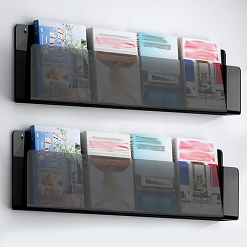 Zeitungsständer Zeitschriftenregal 1 2 3 Pack Zeitschriftenhalter Regal Wandmontage Acryl, Klarer Broschürenständer Bücherregal Rekord-Comic-Literatur-Display-Ständer Organizer Für Heimbüro, Lang 60 8