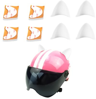 JNNJ 4 Stück Motorradhelm Katzenohren Aufkleber, Katzenohren Motorradhelm Dekorative, Niedliches Helmzubehör Ohren Für Fahrradhelm, Skihelm, Motorradhelm(Weiß)