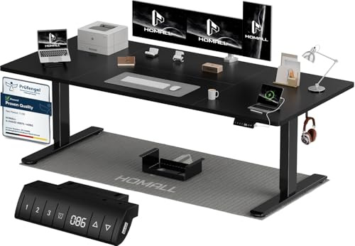 Homall Scrivania elettrica regolabile in altezza, 200 x 80 cm, con porta di ricarica USB-A, scrivania elettrica con vassoio per gestione dei cavi, scrivania in piedi con 3 funzioni di memoria