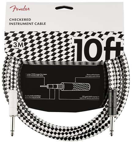 Fender Professional Series Instrument Cable, Guitar Cable, Guitar Accessories, Straight/Straight, Checkerboard, 10ft