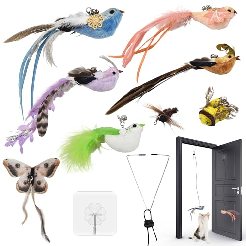 atopo Katzenspielzeug Federn Hängende Türrahmen Federspielzeug für Katzen Spielzeug für Katzen mit Glocke 8 Stück katzenspielzeug Katzenangel Katzenspielzeug Selbstbeschäftigung