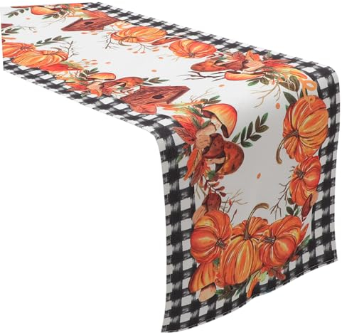 ABOOFAN Tischdeko Thanksgiving-tischläufer Halloween- Thanksgiving-lieferungen Tischläufer Ernten Trendiges Zuhause Hochzeitsartikel Schwarz-weißer Tischläufer Tortenspitze Herbst (Polyester)