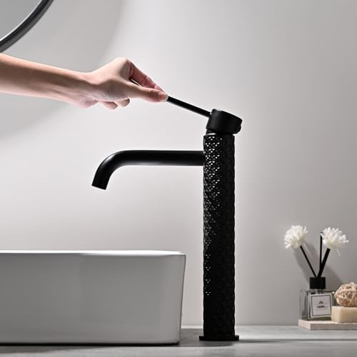 TIMACO Schwarz Waschtischarmatur Wasserhahn Bad Waschtischarmatur Einhebel-Mischbatterie Badarmatur Waschbecken Badezimmer Kaltes und Heißes Wasser Vorhanden