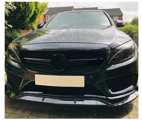 GENMAIBIGAO Auto Frontlippe Frontspoiler für Mercedes Benz C-Class W205 Sport 2015-2018 C180 C200 C300 2016 2017,Auto Frontstoßstange Splitter Lip Spoiler Lippensplitter,A/Glossy Black