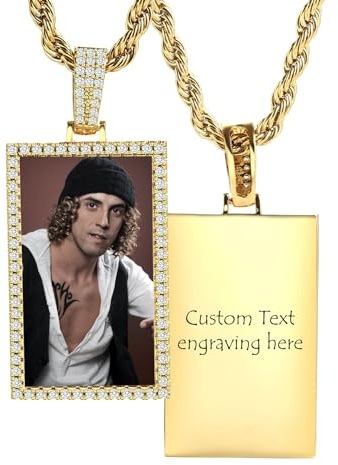 MeMeDIY Personalizzata Ciondolo Collana Commemorativa per Uomo/Donna Collana con Foto Personalizzata a Forma Rotonda/a Forma di Cuore Incisione di Immagine/Testo/Nome/Data G2-20