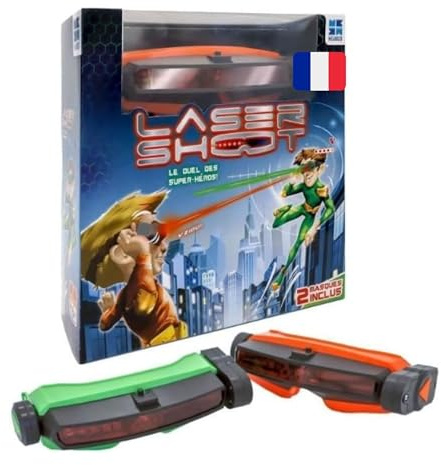 Megableu - Laser Shoot - Jeu Laser Game pour Enfants dès 6 Ans - sans Pistolet - avec 2 Masques Laser Ajustables - Combat jusqu'à 10 m - Jeux Extérieur/Intérieur - Idée Cadeau - Version Française